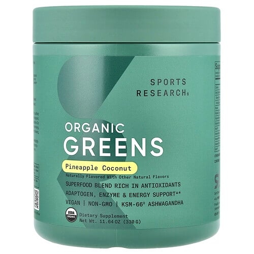 Sports Research Organic Greens Pineapple Coconut 11 64 Oz 330 G product image