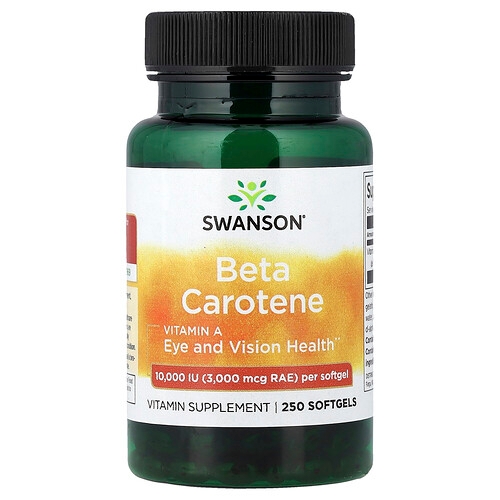 Swanson Vitamins Beta Carotene 3 000 Mcg Rae 10 000 Iu 250 Softgels product image