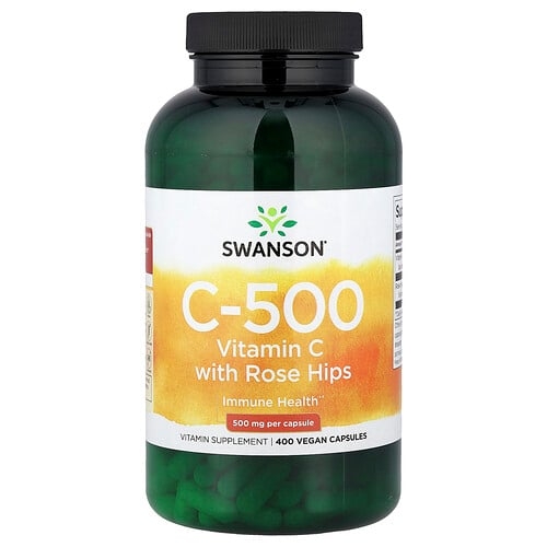 Swanson Vitamins C 500 Vitamin C With Rose Hips 400 Vegan Capsules product image