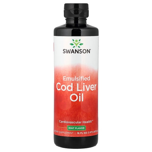 Swanson Vitamins Emulsified Cod Liver Oil Mint 16 Fl Oz 473 Ml product image