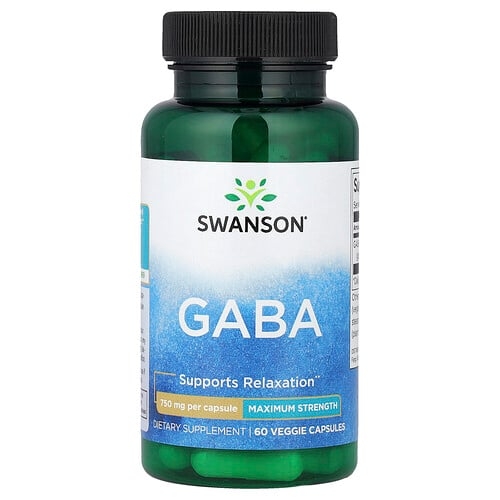Swanson Vitamins Gaba Maximum Strength 750 Mg 60 Veggie Capsules product image
