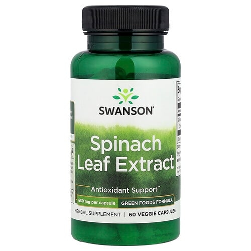 Swanson Vitamins Spinach Leaf Extract 650 Mg 60 Veggie Capsules product image
