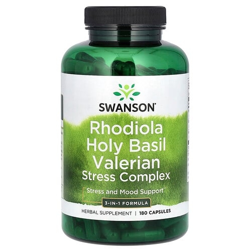 Swanson Vitamins Rhodiola Holy Basil Valerian Stress Complex 180 Capsules product image
