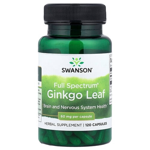 Swanson Vitamins Full Spectrum Ginkgo Leaf 60 Mg 120 Capsules product image