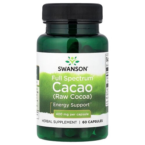 Swanson Vitamins Full Spectrum Cacao Raw Cocoa 400 Mg 60 Capsules product image