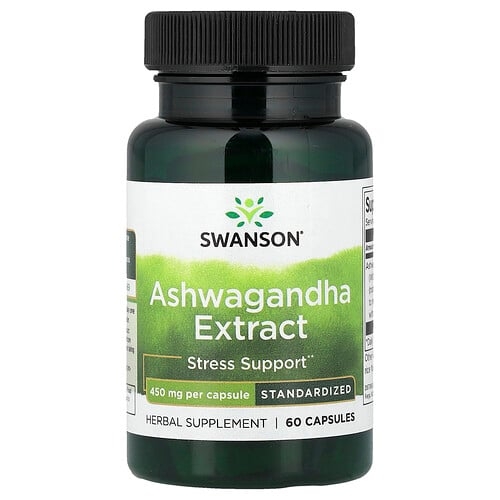 Swanson Vitamins Ashwagandha Extract Standardized 450 Mg 60 Capsules product image