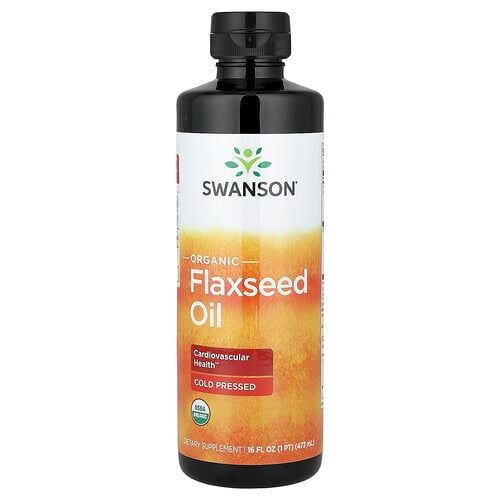 Swanson Vitamins Organic Flaxseed Oil 16 Fl Oz 473 Ml product image