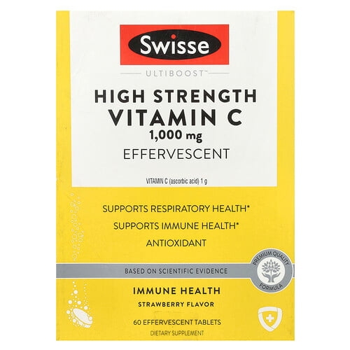 Swisse Ultiboost High Strength Vitamin C Strawberry 1 000 Mg 3 Tubes 20 Effervescent Tablets Each product image