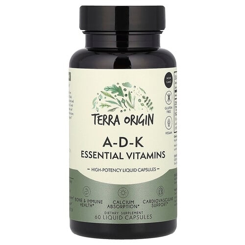 Terra Origin A D K Essential Vitamins 60 Liquid Capsules product image