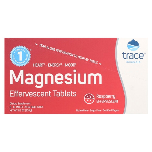 Trace Magnesium Effervescent Tablets Raspberry 8 Tubes 10 Tablets Each product image