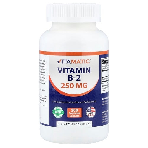 Vitamatic Vitamin B 2 250 Mg 200 Vegetable Capsules product image