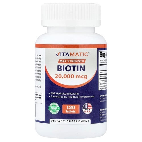 Vitamatic Biotin With Hydrolyzed Keratin 120 Tablets product image