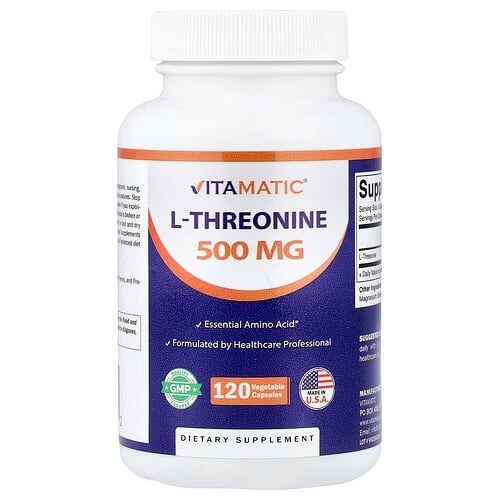Vitamatic L Threonine 500 Mg 120 Vegetable Capsules product image
