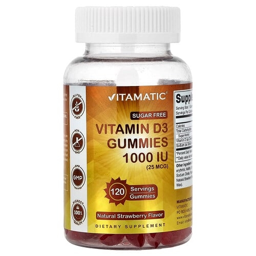 Vitamatic Vitamin D3 Gummies Natural Strawberry 1 000 Iu 25 Mcg 120 Gummies product image