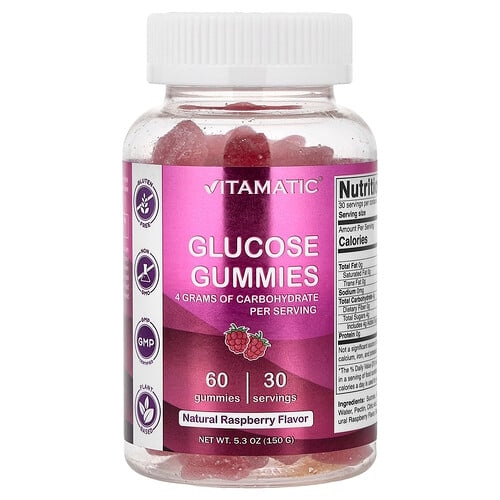Vitamatic Glucose Gummies Natural Raspberry 60 Gummies product image