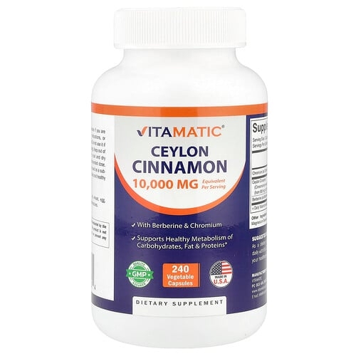 Vitamatic Ceylon Cinnamon 240 Vegetable Capsules product image