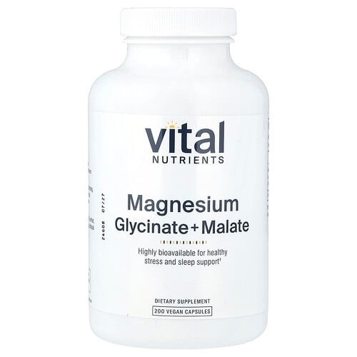 Vital Nutrients Magnesium Glycinate Malate 200 Vegan Capsules 120 Mg Per Capsule product image
