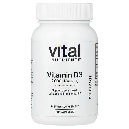 Vital Nutrients Vitamin D3 90 Capsules 50 Mcg 2 000 Iu Per Capsule product image