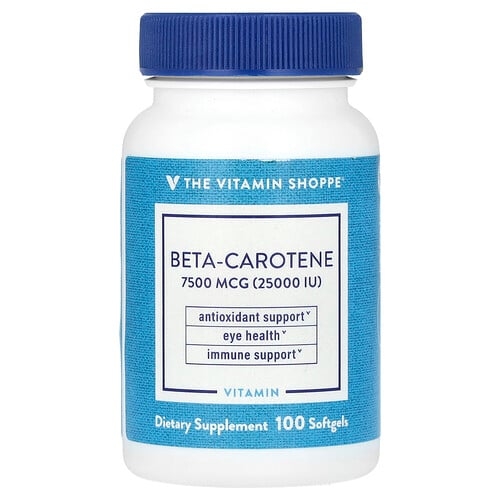 The Vitamin Shoppe Beta Carotene 7 500 Mcg 25 000 Iu 100 Softgels product image