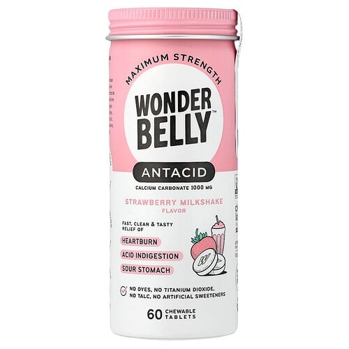 Wonderbelly Antacid Strawberry Milkshake 60 Chewable Tablets 1 000 Mg Per Tablet product image