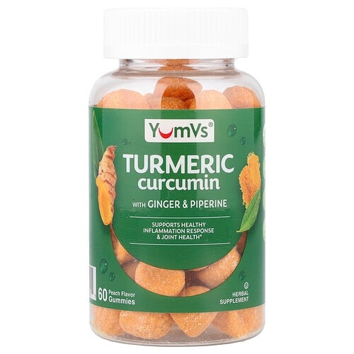 Yumvs Turmeric Curcumin With Ginger Piperine Gummies Peach 60 Gummies product image