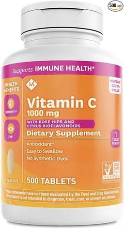 Member's Mark Vitamin C 1000mg with Rose Hips and Citrus Bioflavonoids (500 Tablets)