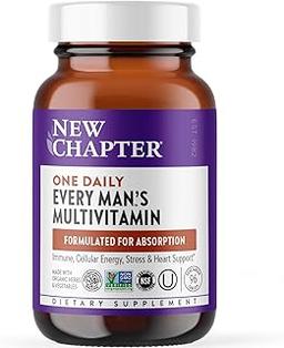New Chapter Men's Multivitamin for Immune, Stress, Heart + Energy Support with Fermented Nutrients - Every Man's One Daily, Made with Organic Vegetables & Herbs, Non-GMO, Gluten Free - 96 ct