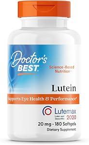 Doctor's Best Lutein Lutemax, Non-GMO, Gluten Free, Eye Health, 20 mg, 180 Softgels