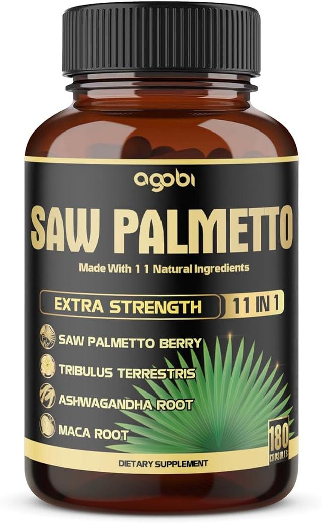 11in1 Saw Palmetto Capsules with Ashwagandha, Turmeric, Tribulus, Maca, Green Tea, Ginger, Holy Basil and 7 More Ingredients – Healthy Prostate and Hair Support – 180 Capsules, 6-Month Supply product image