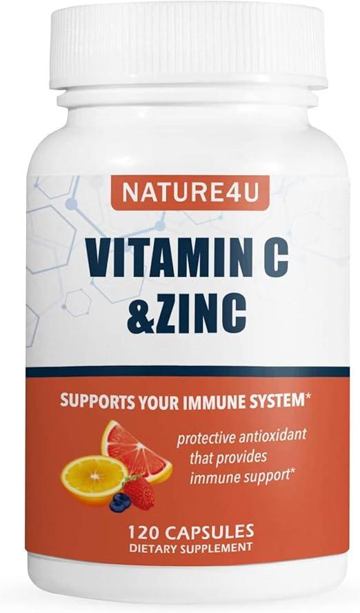 Vitamin C 1000mg, Zinc, Rose Hips, Citrus Bioflavonoids, Immune Support Supplement Antioxidant Protection, 120 Capsules product image