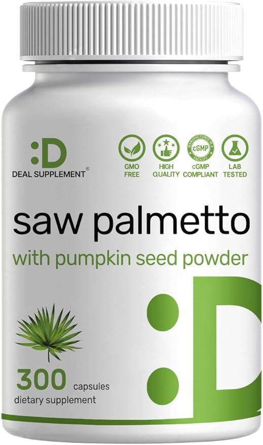 Saw Palmetto with Pumpkin Seed Supplement 5000mg, 300 Capsules | Prostate Health Support | DHT Blocker | Hair Growth Vitamin, Maintains Normal Urinary Frequency product image