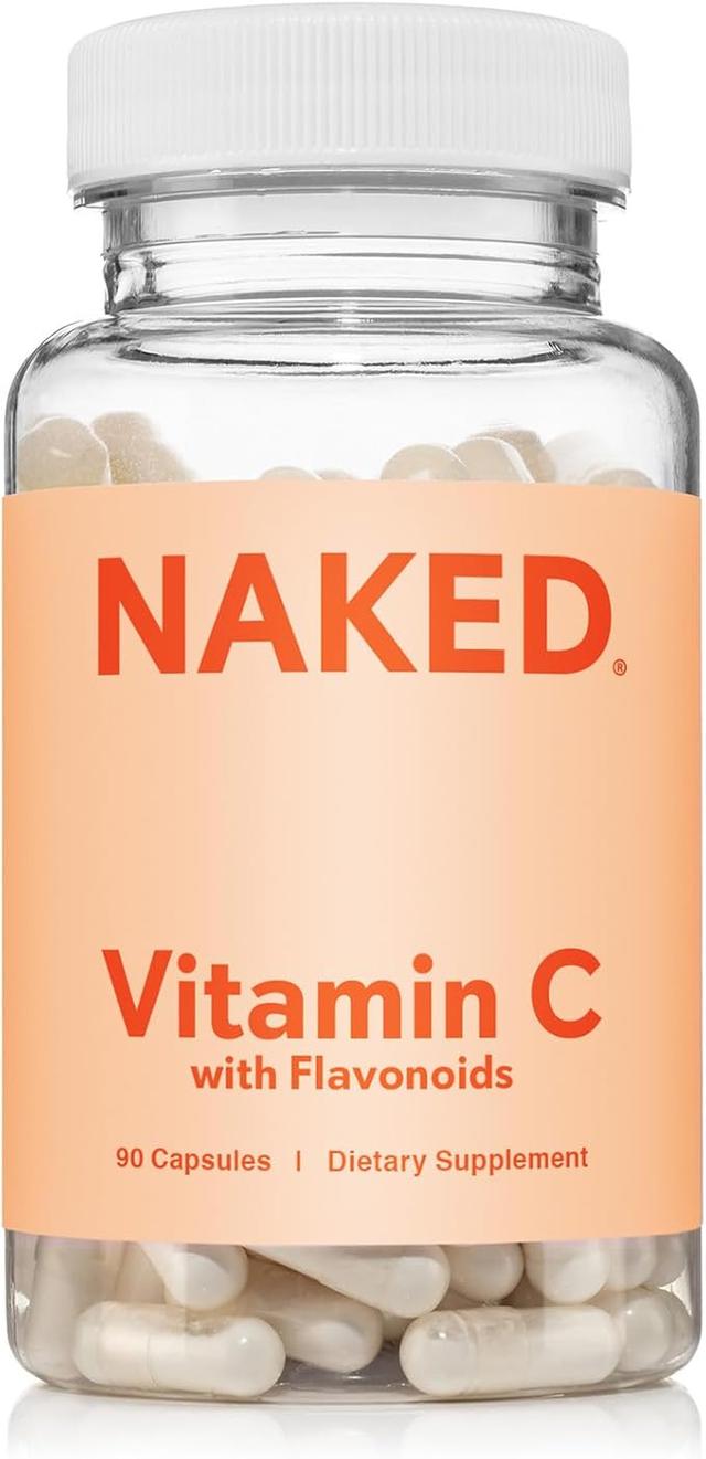 NAKED Vitamin C - Ascorbic Acid Capsules 500mg with Citrus Bioflavonoids - Daily Antioxidant and Immune Support* Made in USA - Vegan, Non-GMO - 90 Capsules product image