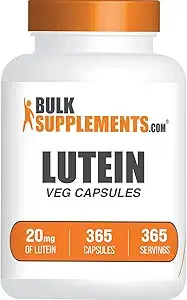 BulkSupplements.com Lutein Capsules - Eye Supplement, Lutein 20mg, Antioxidant Source - Gluten Free, 1 Capsule per Serving, 365 Capsules (1 Pack) product image