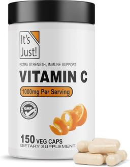 Just! - Vitamin C, Ascorbic Acid, 1000mg Daily Supplement Vegan Capsules, Immune Support, Healthy Living, (150ct Vegi Capsules)