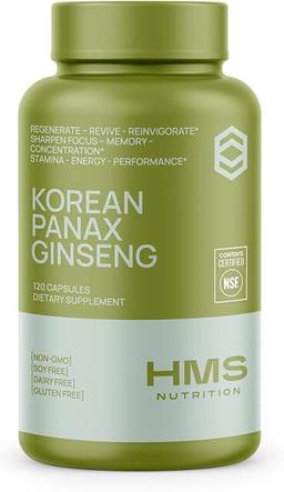 Korean Red Panax Ginseng 2000mg 120 Vegan Capsules Ultra-Potent Extract NSF Certified Supplement, Supports Energy, Stamina, Performance and Clarity with Ginsenosides