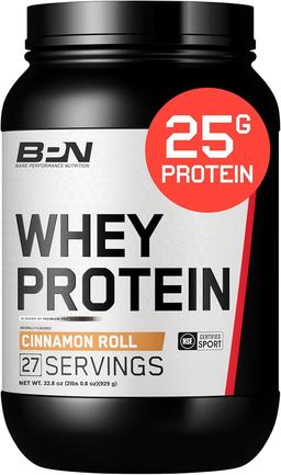 BARE PERFORMANCE NUTRITION, BPN Whey Protein + Casein Protein Powder Blend, Cinnamon Roll 25g Protein Per Serving, Supports Lean Muscle Recovery, 27 Servings, Third-Party Tested