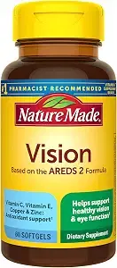 Nature Made Vision Based the AREDS 2 Formula, Eye Vitamin with Lutein and Zeaxanthin, Supports Healthy Vision and Eye Function with Vitamin C, Vitamin E, Zinc and Copper, 60 Softgels, 30-Day Supply product image