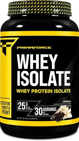Primaforce Isolate Whey Protein Powder (Vanilla, 0.9kg (2lbs)) - Non-GMO, Gluten Free