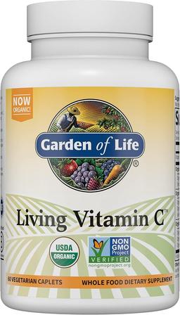 Garden of Life, Vitamin C for Adults with Antioxidants and Citrus Bioflavonoids – Now Certified Organic – Living Vitamin C, Non-GMO, Whole Food, Vegetarian Nutritional Supplement, 60 Capsules (30-Day Supply)