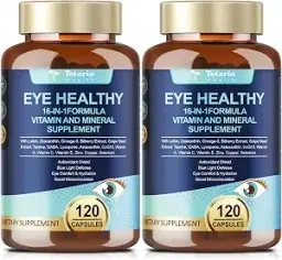AREDS 2 Eye Vitamin and Mineral with Bilberry Extract Omega-3, Eye Vitamin for Senior Macular Health and Dry Eyes, Eye Vitamin with Lutein and Zeaxanthin to Support Eye Strain and Hydration (2-Pack)