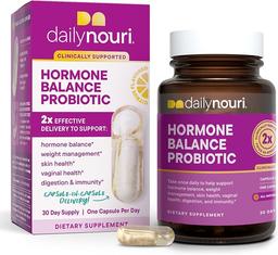 Daily Nouri Hormone Balance Probiotic for Women | Capsules for PCOS, Vaginal pH, Yeast Balance, Skin Health, Digestion & Immunity | 7 Probiotic Strains & Vegan Ahiflower Omega Oil | 30-Day Supply