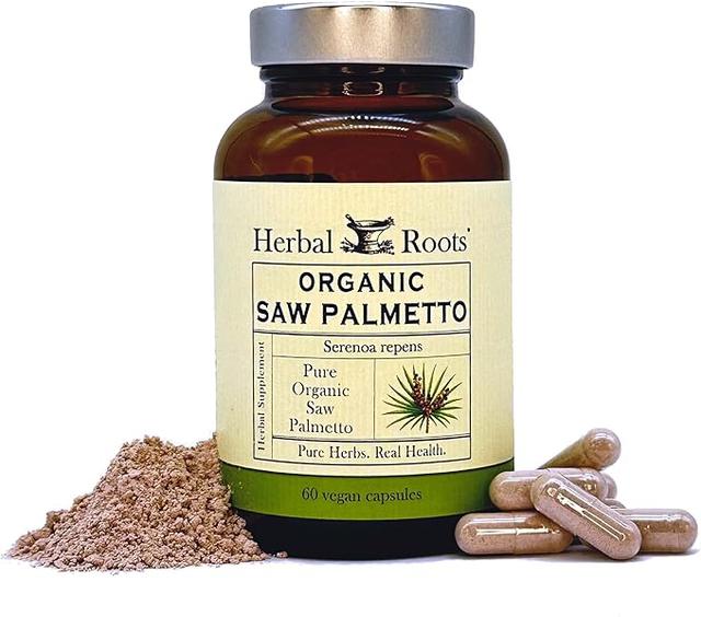 Herbal Roots Organic Saw Palmetto Capsules | 1,000mg per Serving | Organic Vegan Capsules 60 Count product image