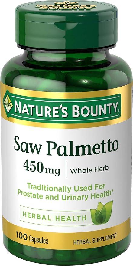 Nature's Bounty Saw Palmetto, Herbal Health Supplement, Prostate and Urinary Health, 450mg, 100 Capsules product image