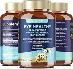 AREDS 2 Eye Vitamin and Mineral Bilberry Extract Omega-3, Eye Vitamin for Senior Macular Health and Dry Eyes, Eye Vitamin Lutein and Zeaxanthin, Support for Eye Fatigue and Hydration (120 Capsules)