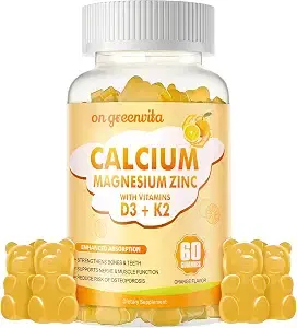 Calcium Magnesium Zinc Gummy with Vitamin D3 & K2 - High-Potency Enhanced Absorption - Orange Flavor 60 Gummies product image