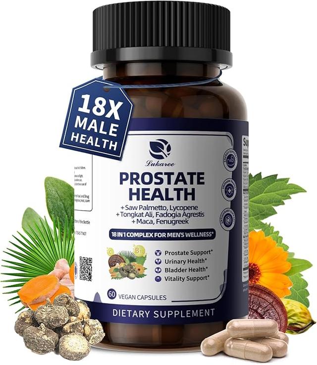 Men's Prostate Health Supplement - 18 in 1 Saw Palmetto with Pumpkin Seed and Nettle - Advanced DHT Blocker - Urinary Health Support - Enhanced with Ashwagandha and Reishi Mushroom, 60 Capsules product image