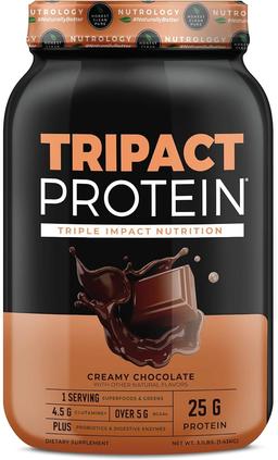 TRIPACT Protein - Premium Nutrition Shake - GMO Free Grass Fed Whey Protein, Plant Protein, Vegetables, Superfoods and Probiotics - 5g+ BCAA - Creamy Chocolate 1.4kg (3 lbs)
