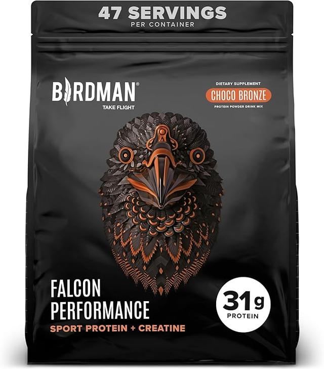 Falcon Performance Vegan Protein Powder, 31g Protein, 5g Creatine, 5g BCAA, Probiotics, Electrolytes, Pre-Workout, Low Carb, Sugar-Free and Dairy-Free, Plant-Based Chocolate Protein - 47 Servings product image