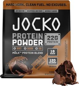 Jocko Fuel Mölk Whey Protein Powder 22g Protein - Low Sugar Monk Fruit Blend - Muscle Recovery and Growth, Packaging May Vary (26 Servings, Chocolate Milkshake)