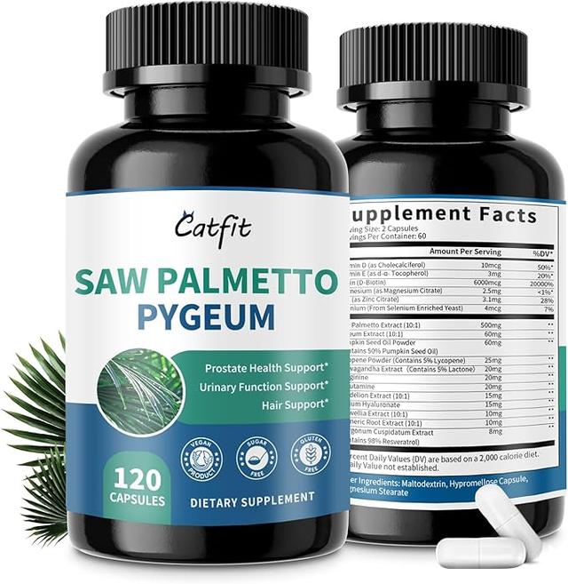 Men's Saw Palmetto - Prostate Health and Urinary Health Support, Men's DHT Blocker, with Pumpkin Seed Oil, Pygeum, Zinc, Vitamins D & E, Biotin, Magnesium, 500mg Saw Palmetto - 120 Capsules product image